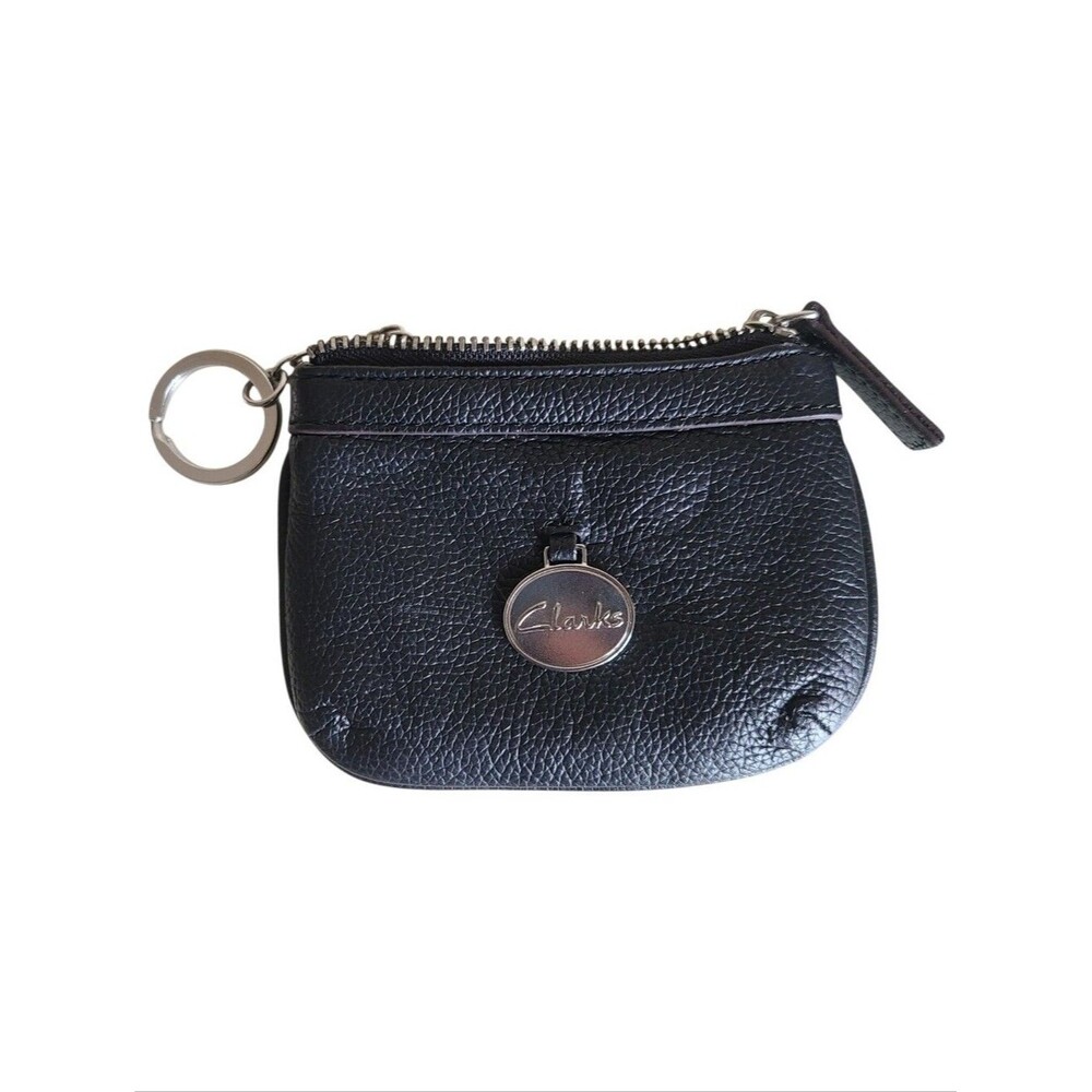 clarks pebble grain leather keychain coin purse & card holder